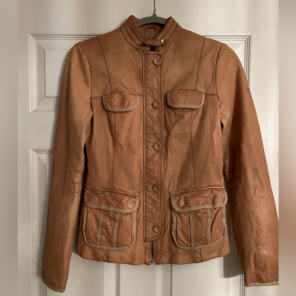 GAP Jackets & Blazers - Sold. RARE GAP LEATHER Mod Jacket fully Lined. Gold Women’s Sz XS Buttery Soft.